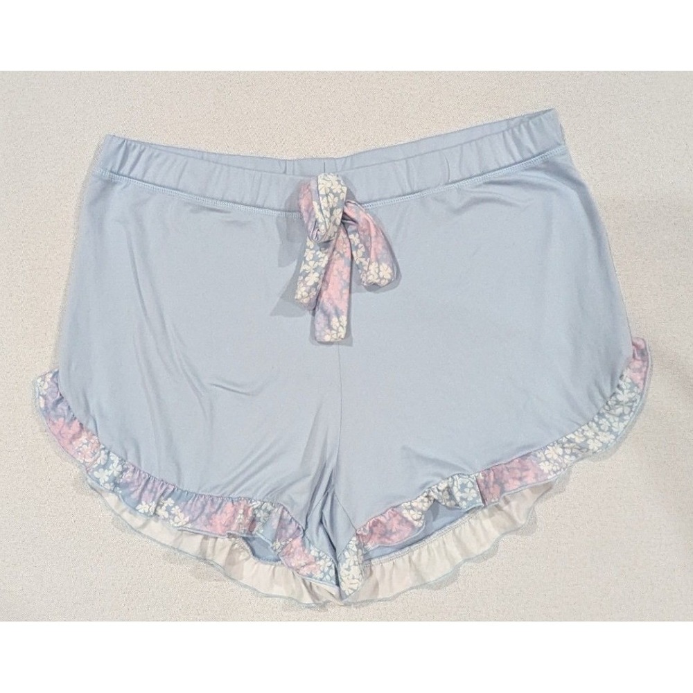 Jordann Jammies Pajama Shorts Womens 2XL Blue Excellent Floral Ruffle Sleepwear